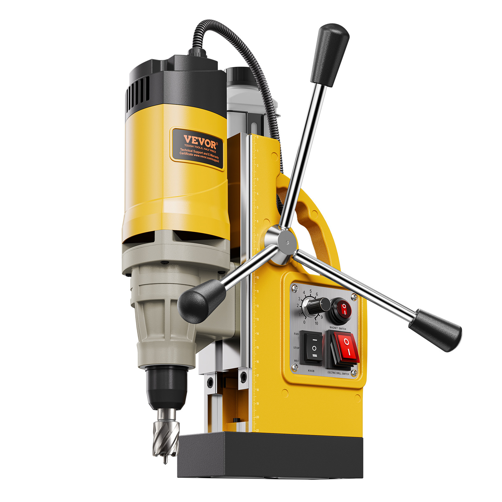 VEVOR Magnetic Drill 1450W 2878 lbf Mag Drill Press 2 in Boring Diameter 6 Bits