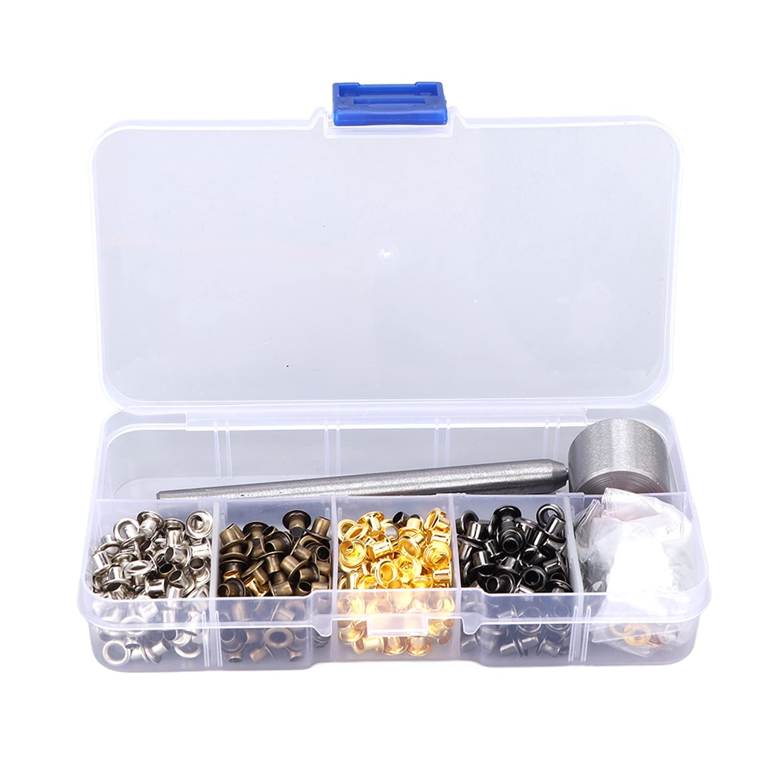 400 PCS 3mm Grommet Kit Plated Copper Metal Eyelets 3 Hand Tools Storage Box
