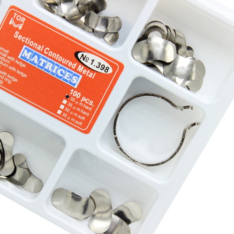 Dental Sectional Contoured Metal Matrices Refill Matrix Band Ledge 35-50um Kit