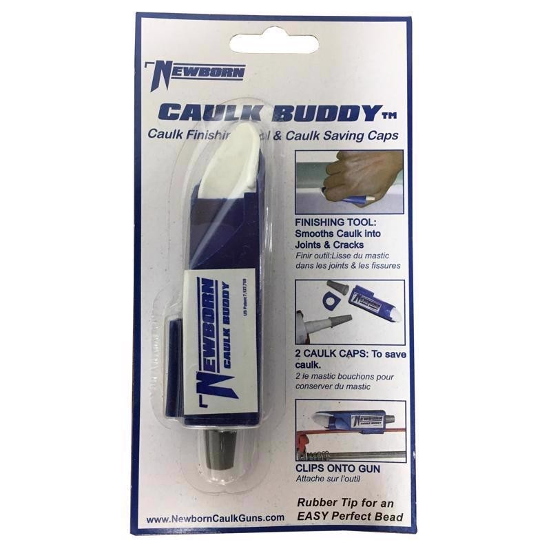 Newborn CAULK BUDDY Finishing Tool 2 Caps Lightweight Plastic Rubber Tip CB100