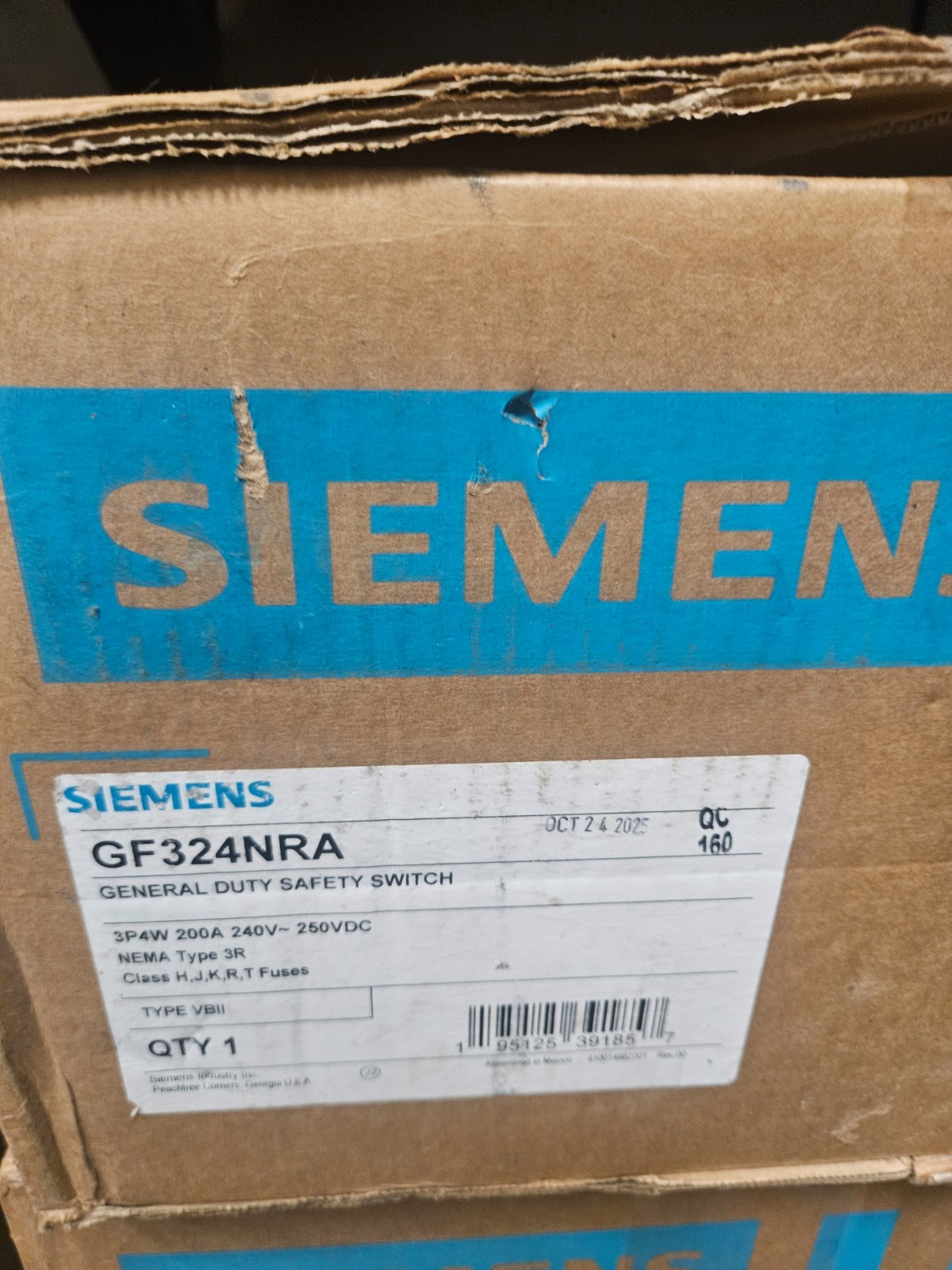 1 each new SIEMENS GF324NRA General Duty Safety Switch