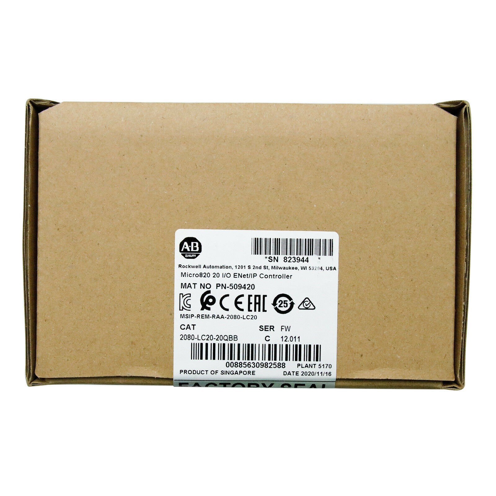 New Original AB 2080-LC20-20QBB Micro820 20 I/O ENet/IP Controller