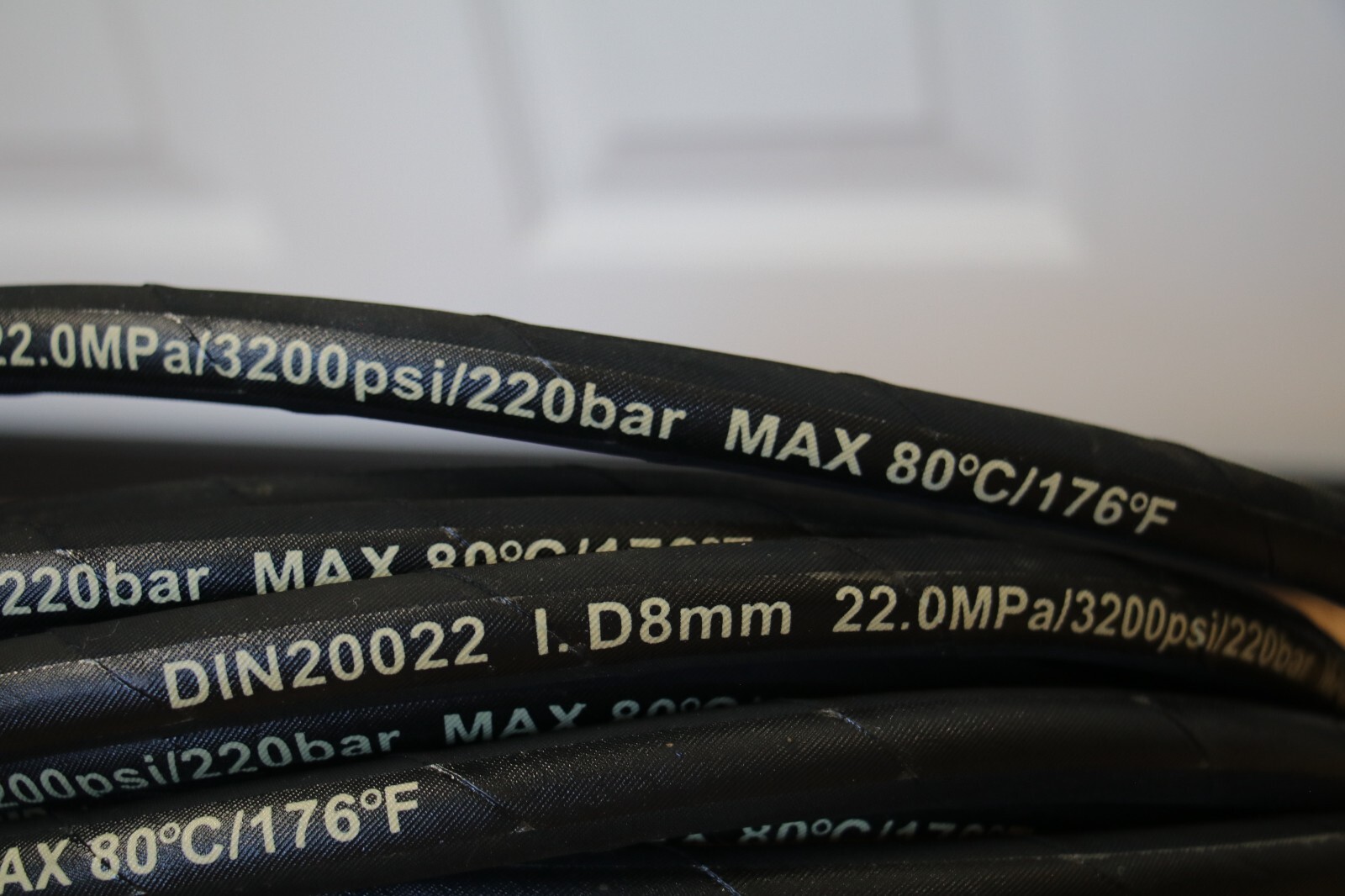 hydraulic hose 36 feet – 8mm DIN20022 I.D8mm 22.0MPa 3200PSI 220bar Max 80C 176F