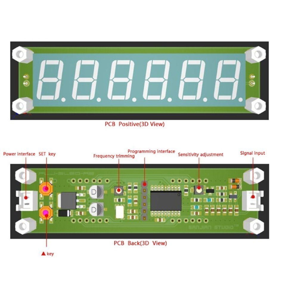 New DC 8~15V 6-digits LED Display RF Signal Frequency Counter 0.1MHz~65MHz