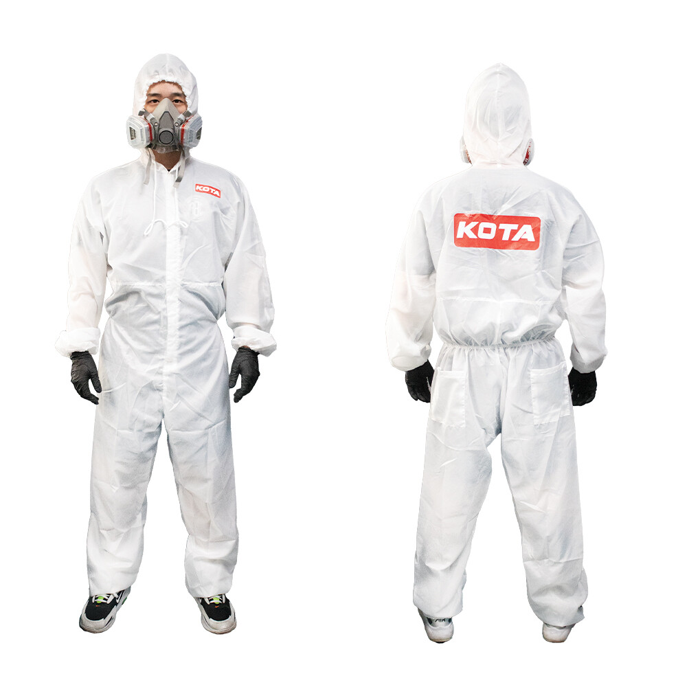 LAUCO White Polyester Reusable & Washable Paint Coverall Spray Suit With Hood