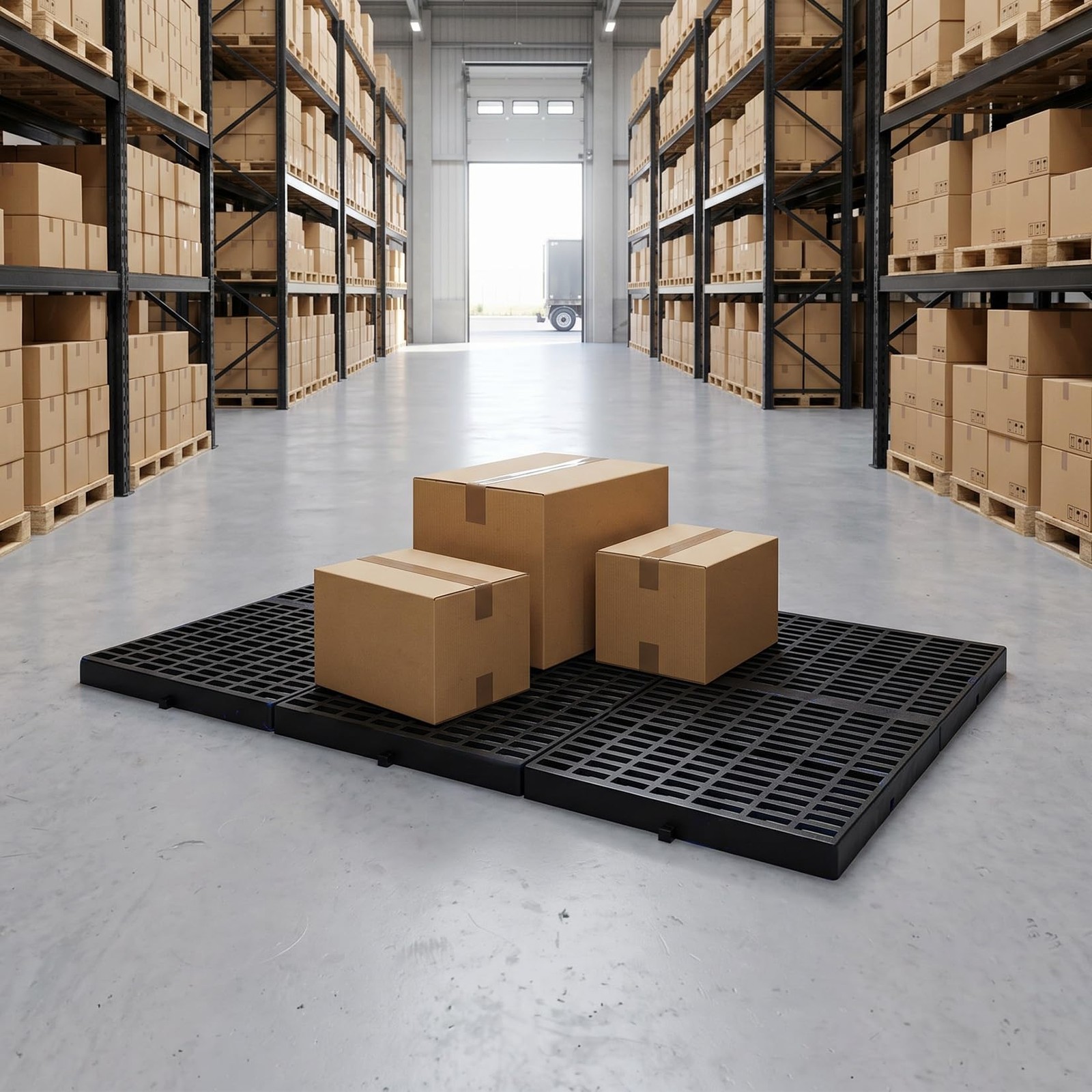 6/12/18-Pack Waterproof Plastic Pallets, 23.6″x11.8″, for Garage Basement Use