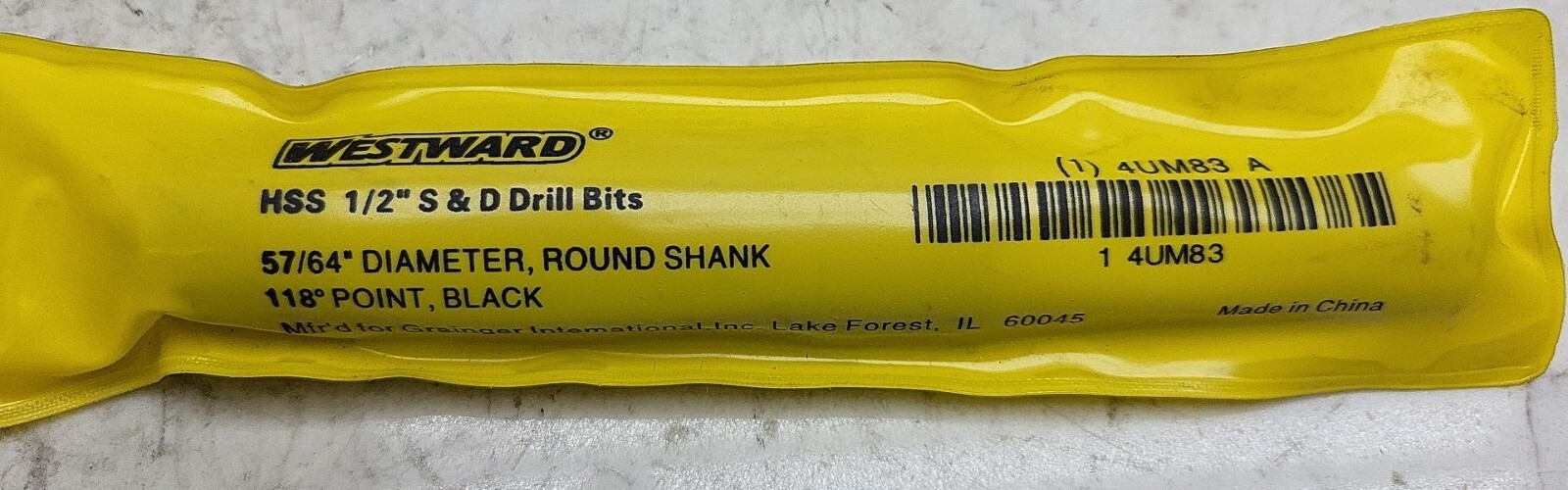 Westward 4UM83 57/64″ Reduced Shank Drill Bit High Speed Steel 2 Flute