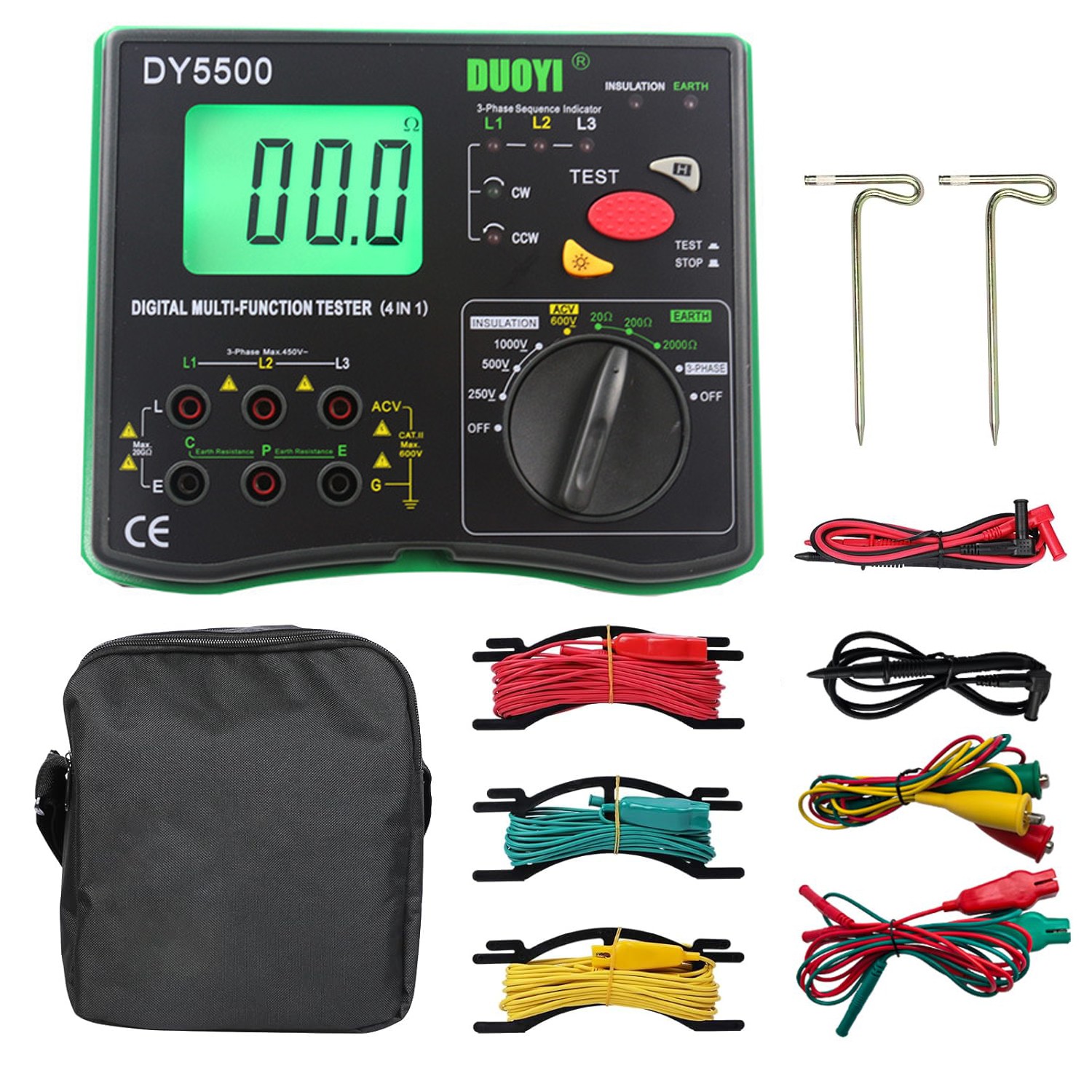Digital Resistance Meter Ground Earth Insulation Tester 0.01Ω – 2000Ω Megohmeter