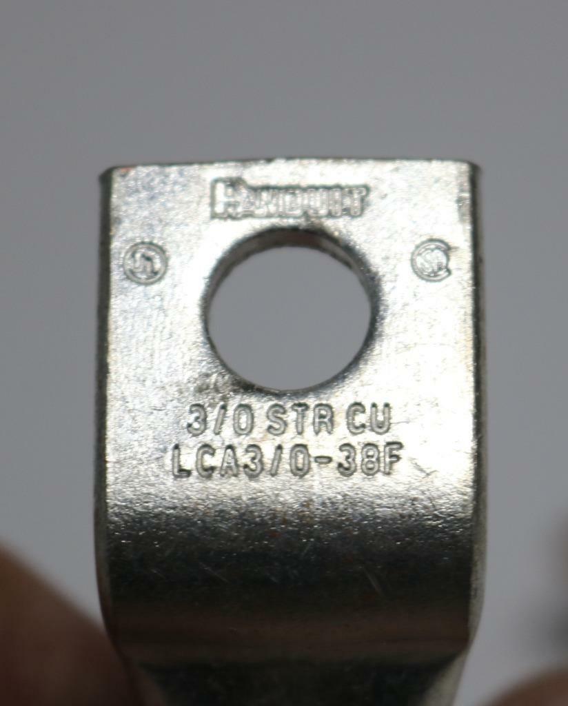 Panduit LCA3/0-38F-X Lot of 4 3/0 Copper Lugs, Bent 90 Degrees, 3/8″ Stud