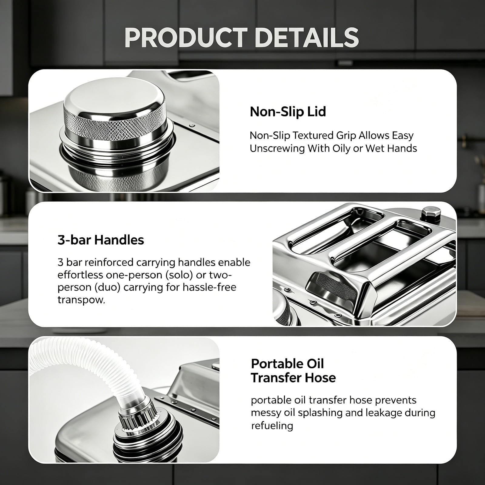 5.3 Gallon Large Capacity Oil Storage Container, 304 Stainless Steel Hot Oil …