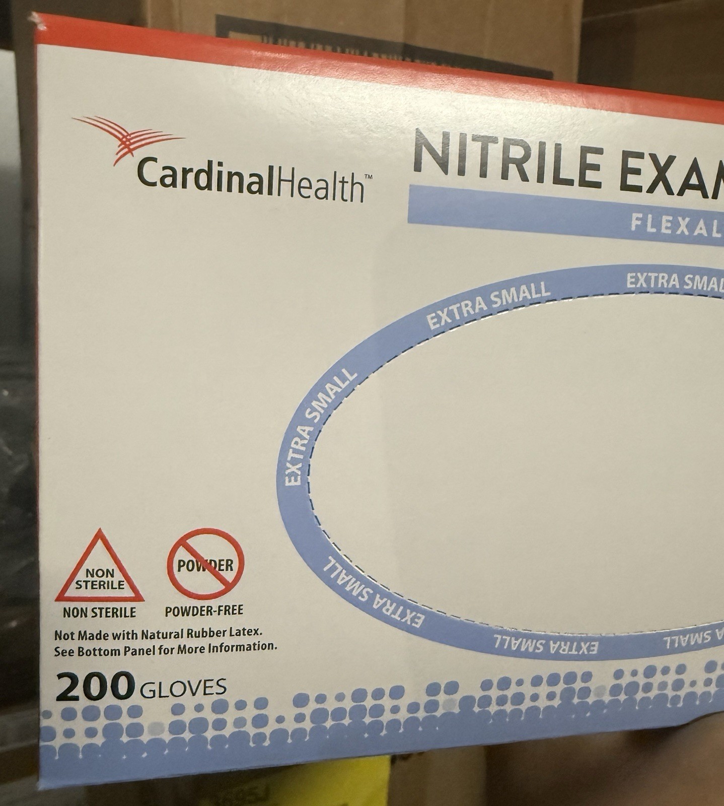 Cardinal Health Flexal Nitrile Exam Gloves 2000 Count Case, XS, Exp 08/2026
