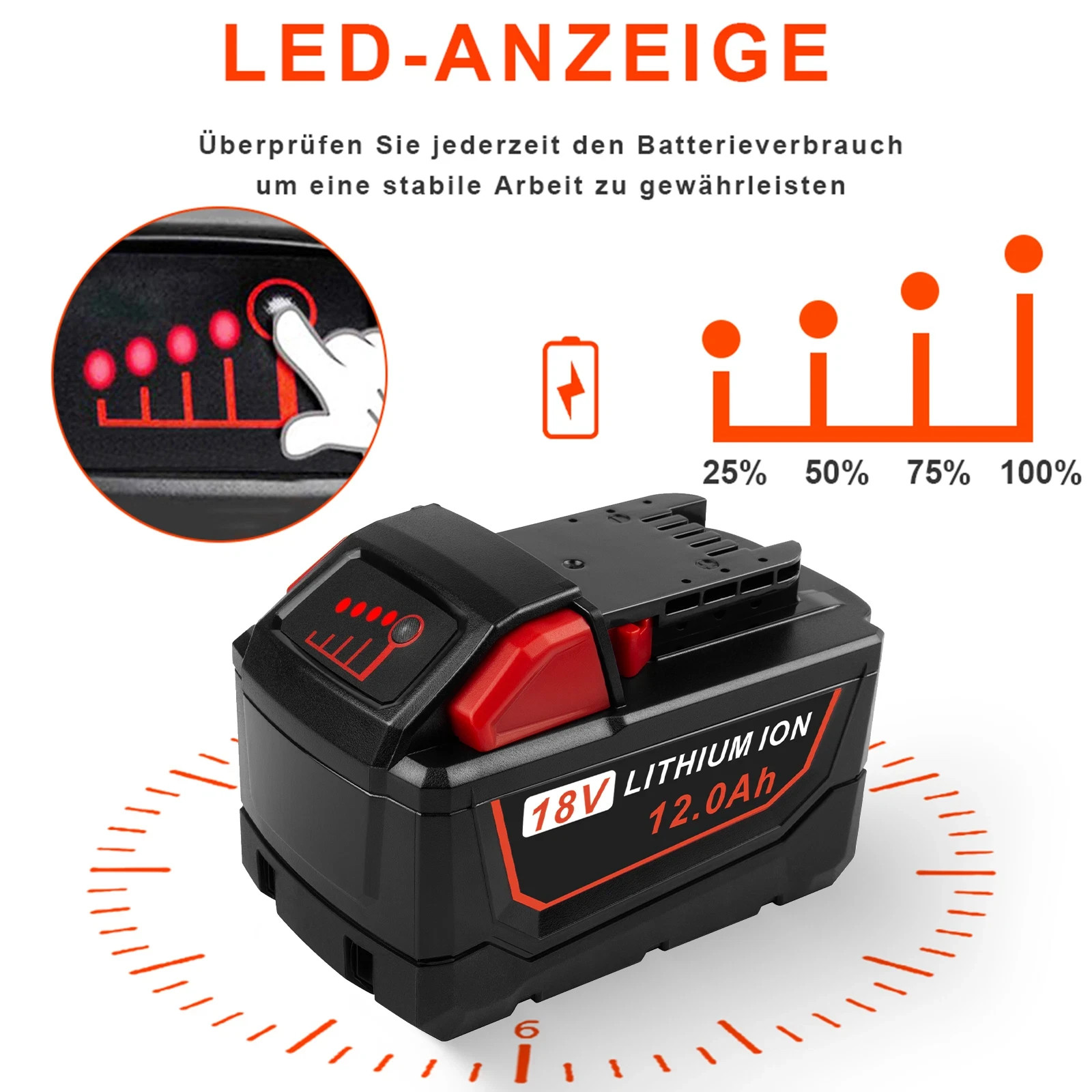 12Ah 18V Battery For Milwaukee For M18 Lithium Ion High Capacity 48-11-1880 US