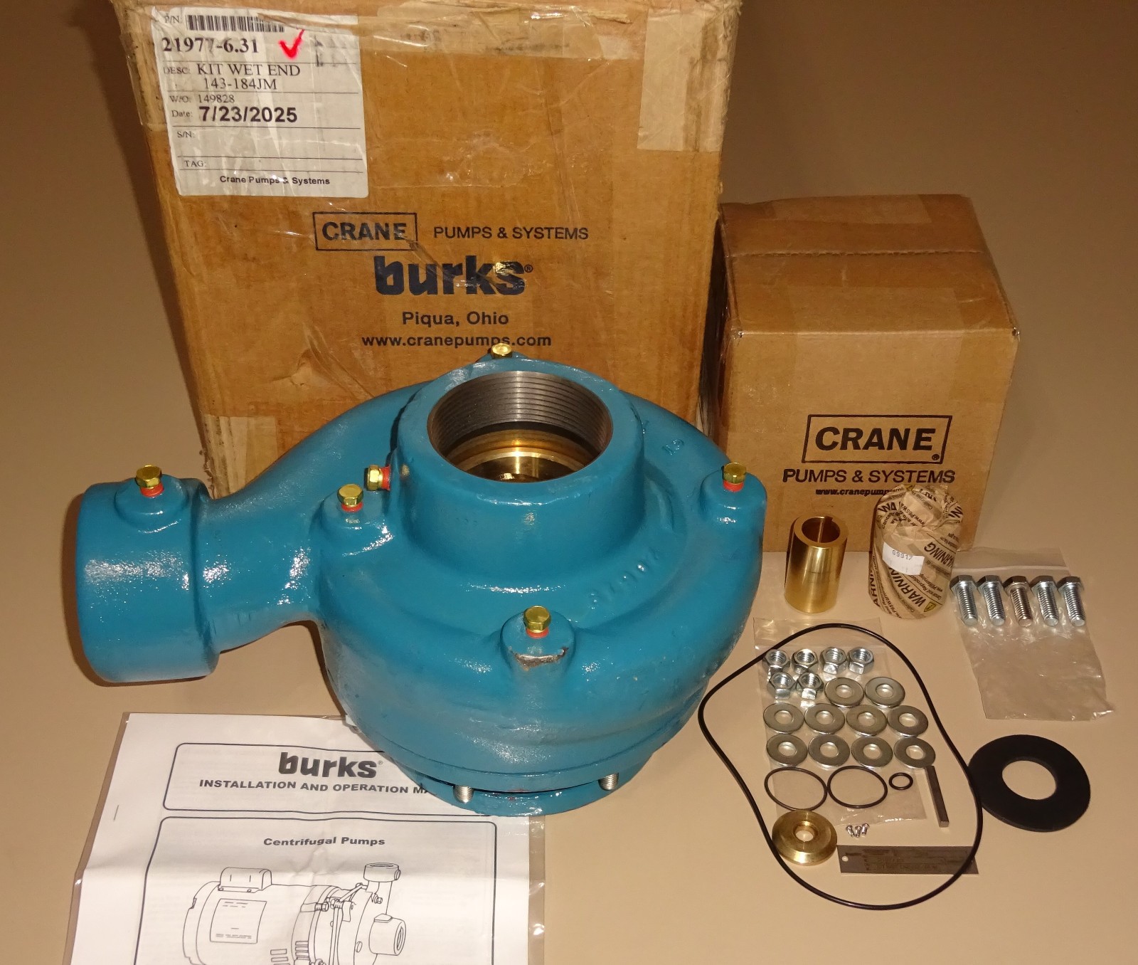 Burks 21977-6.31 Wet End Pump Kit 143-184JM For Series G6-2-1/2 NEW