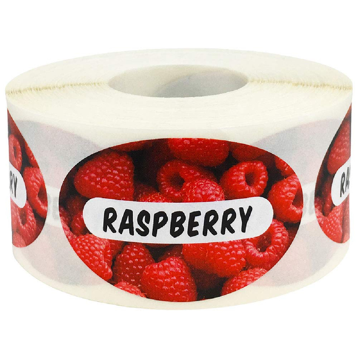 Instocklabels.Com Raspberry Grocery Store Food Labels 1.25 X 2 Inch Oval Shape