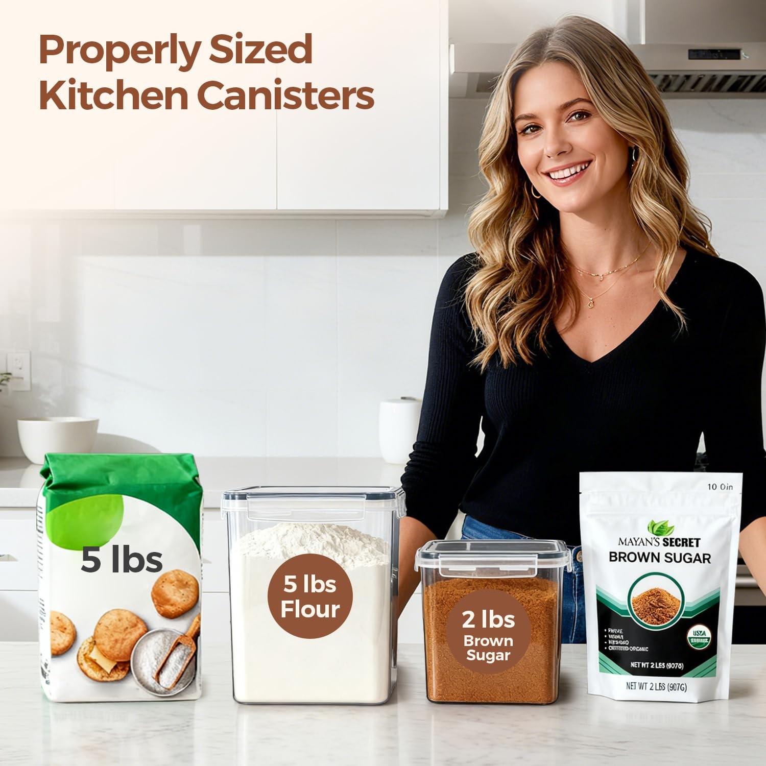 ComSaf Storage Containers Set of 3 Square 5.2L + 2.5L x 2 Airtight Food