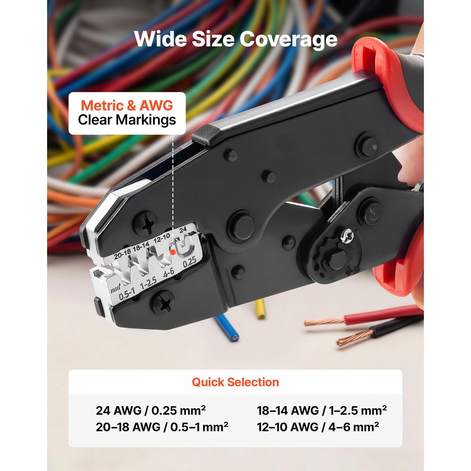 Heavy-Duty Ratcheting Crimping Tool for 24-10 AWG Electrical Projects