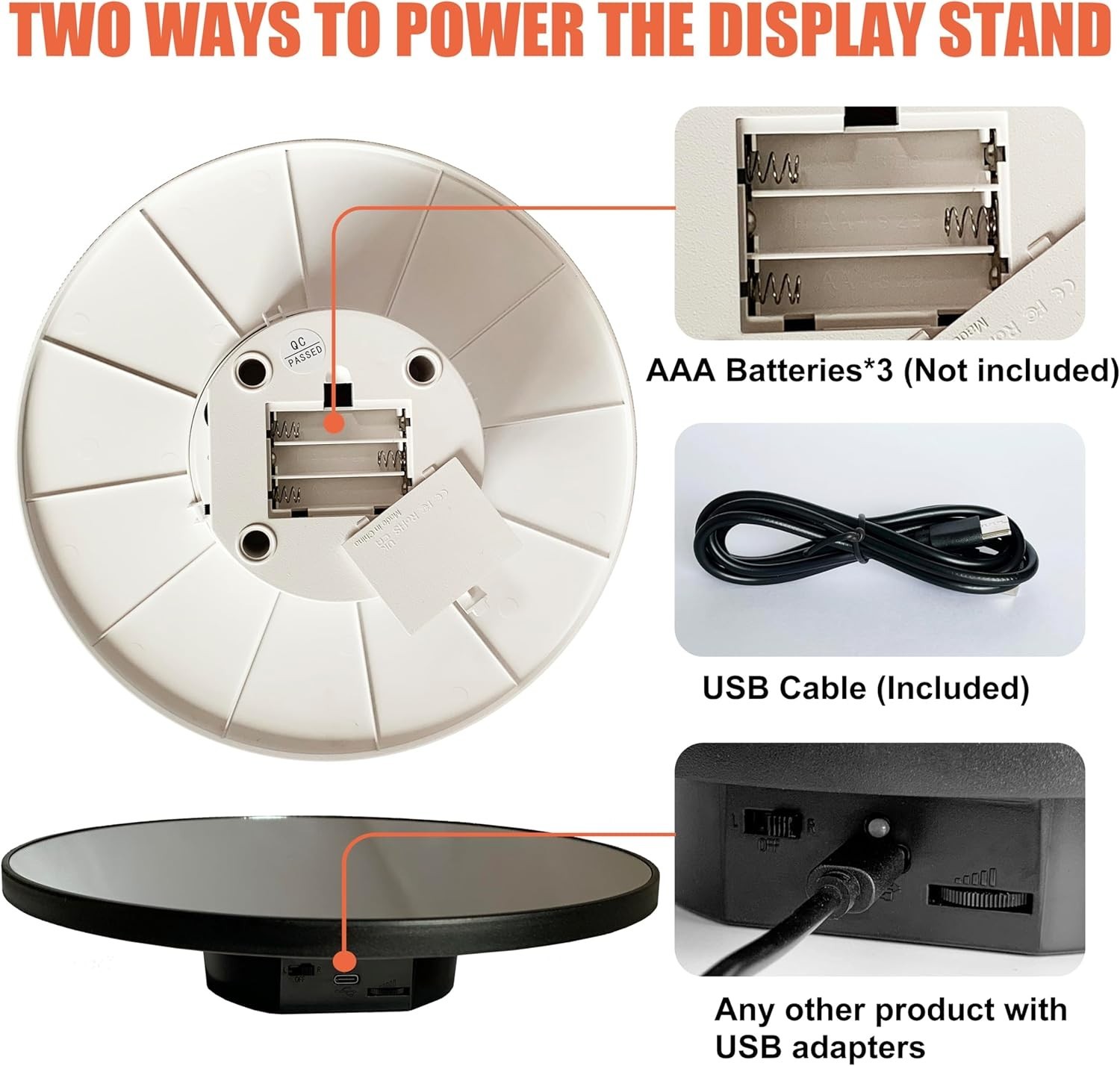 Motorized 10in Electric Rotating Display Stand Holds 11lbs Jewelry Photography