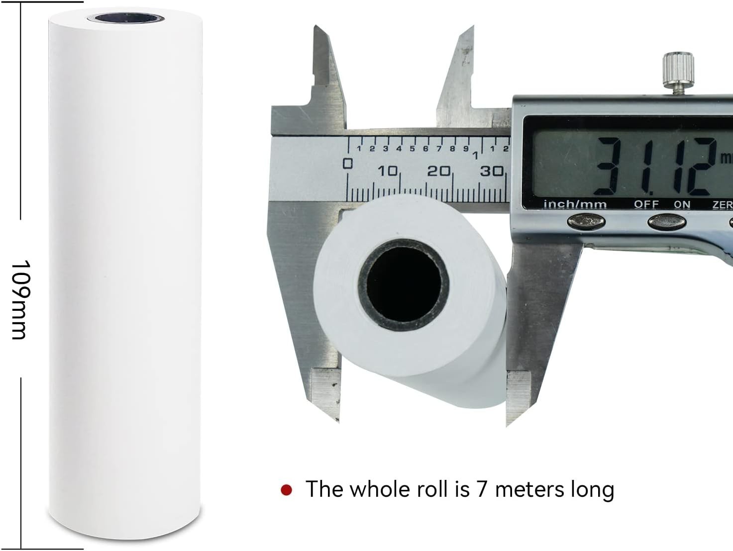 A6 Thermal Paper 6 Rolls(110Mm/4.3″Width/7M Long,Φ1.18″) for Portable Printer,Qu