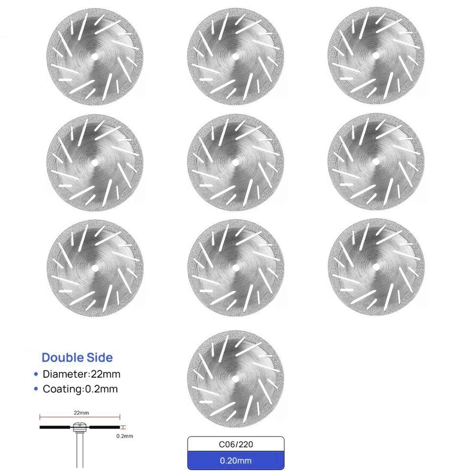 Dental Lab Diamond Wheel Disc Ultra-thin Double Side Grit Disk Cutting Tool 22mm