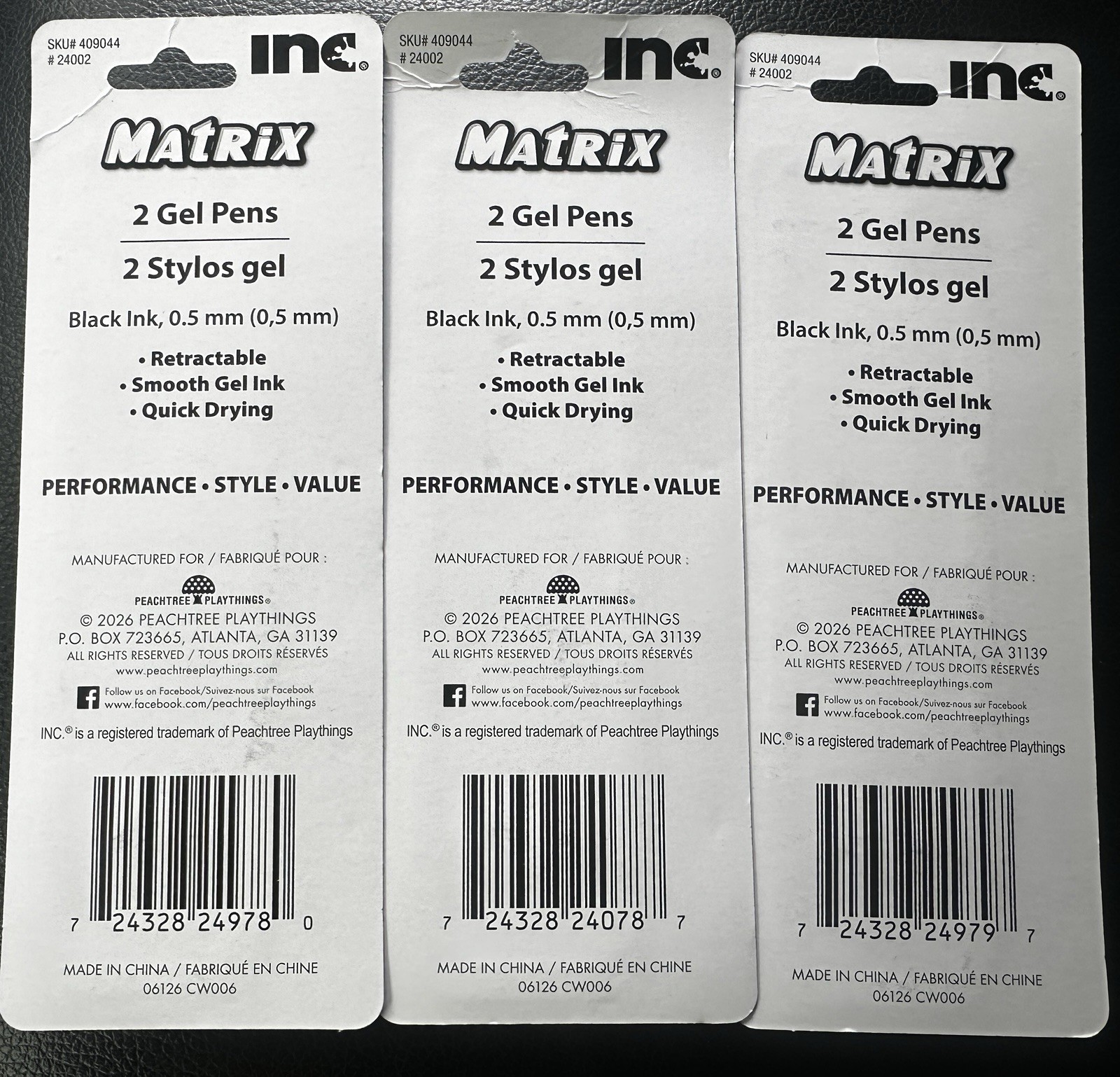 VIRAL pens 3 Packs 6 Pens INC Matrix Black Ink Gel Pens Silicone Grip Mint