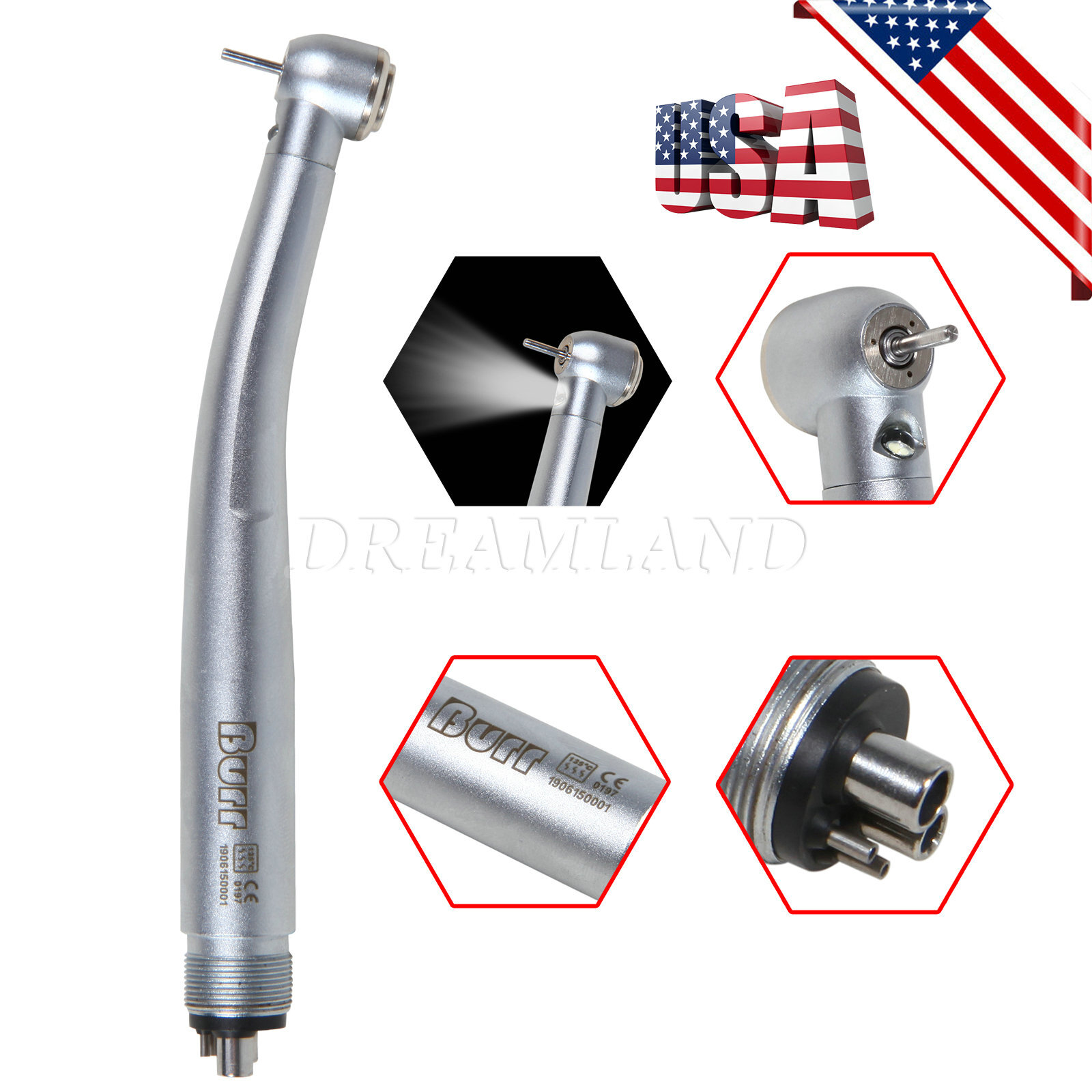 Dental Pana Max LED Self-Power E-generator Fiber Optic High Speed Handpiece 4H