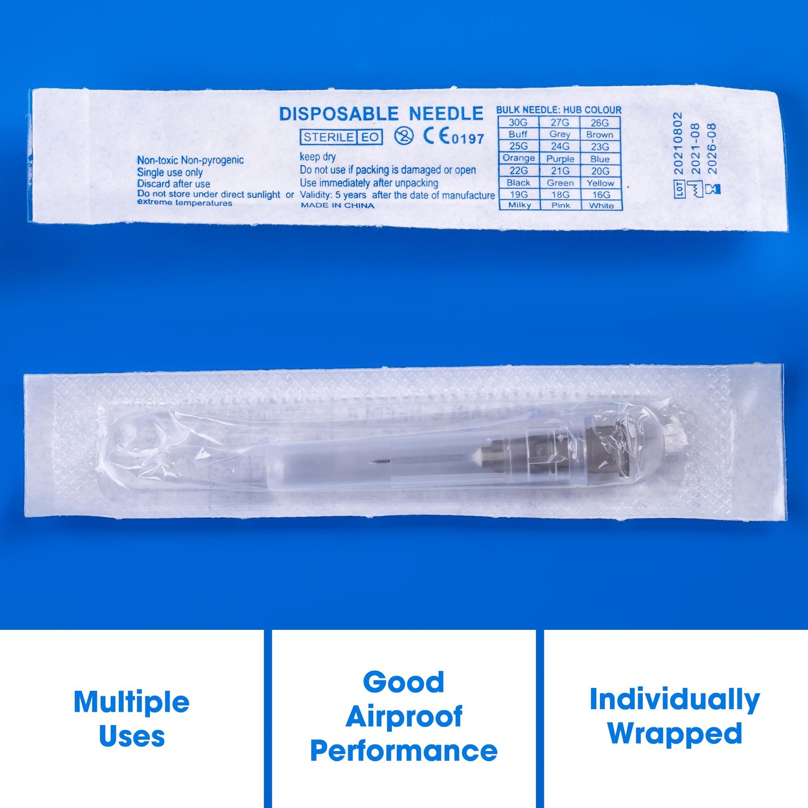 Disposable Needles 27G 1/2 Inch Pack of 100 for Lab Industrial Liquid Dispensing