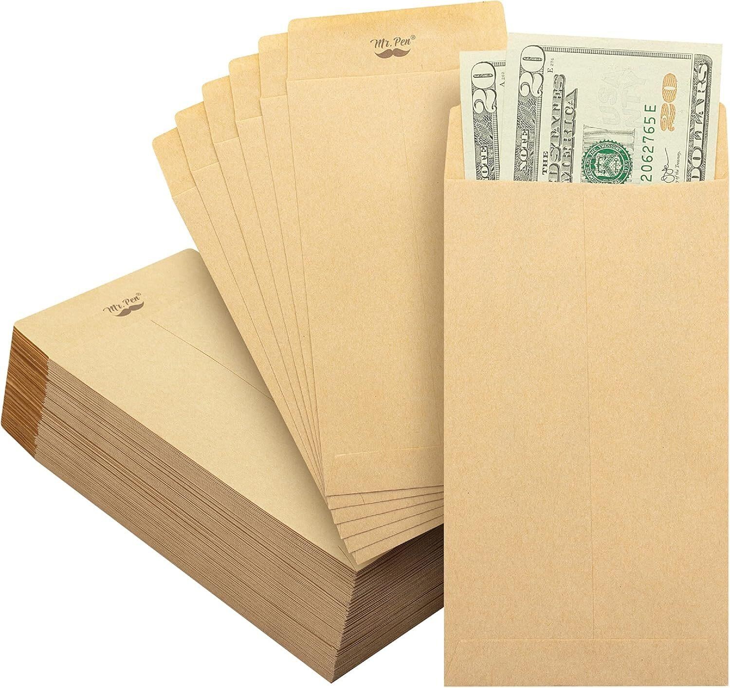 100-pack Money Envelopes for Banks, Cash, Coins, and Budgeting, 3.5 X 6.5 in New