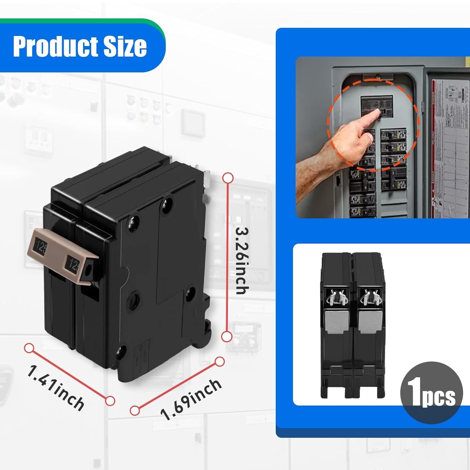 Reliable 2-Pole 125-Amp Circuit Breaker with 10 KAIC – Easy Plug-In Mounting