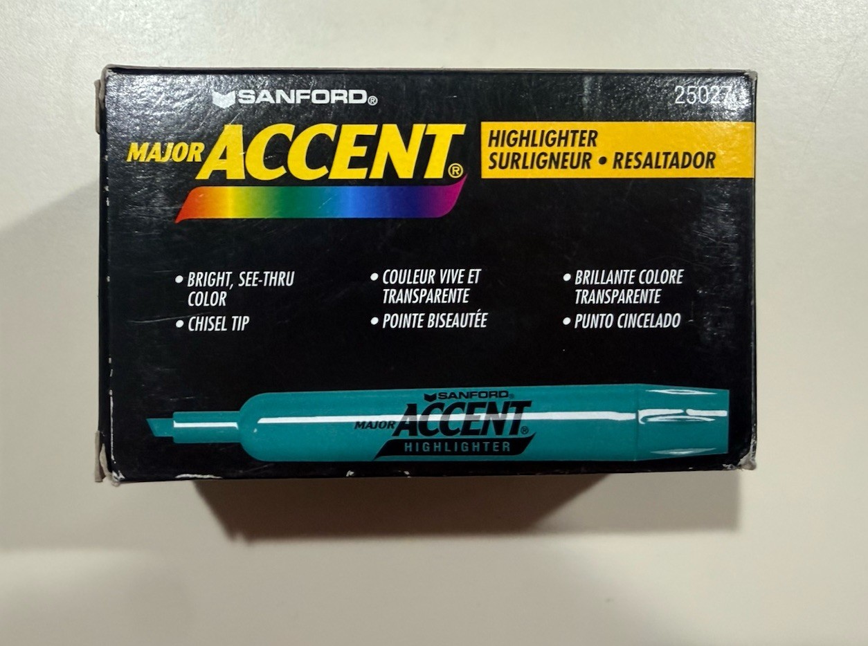 Sanford Major Accent Highlighters Aqua Chisel Tip 12-Pack Model 25027 MPN 25027