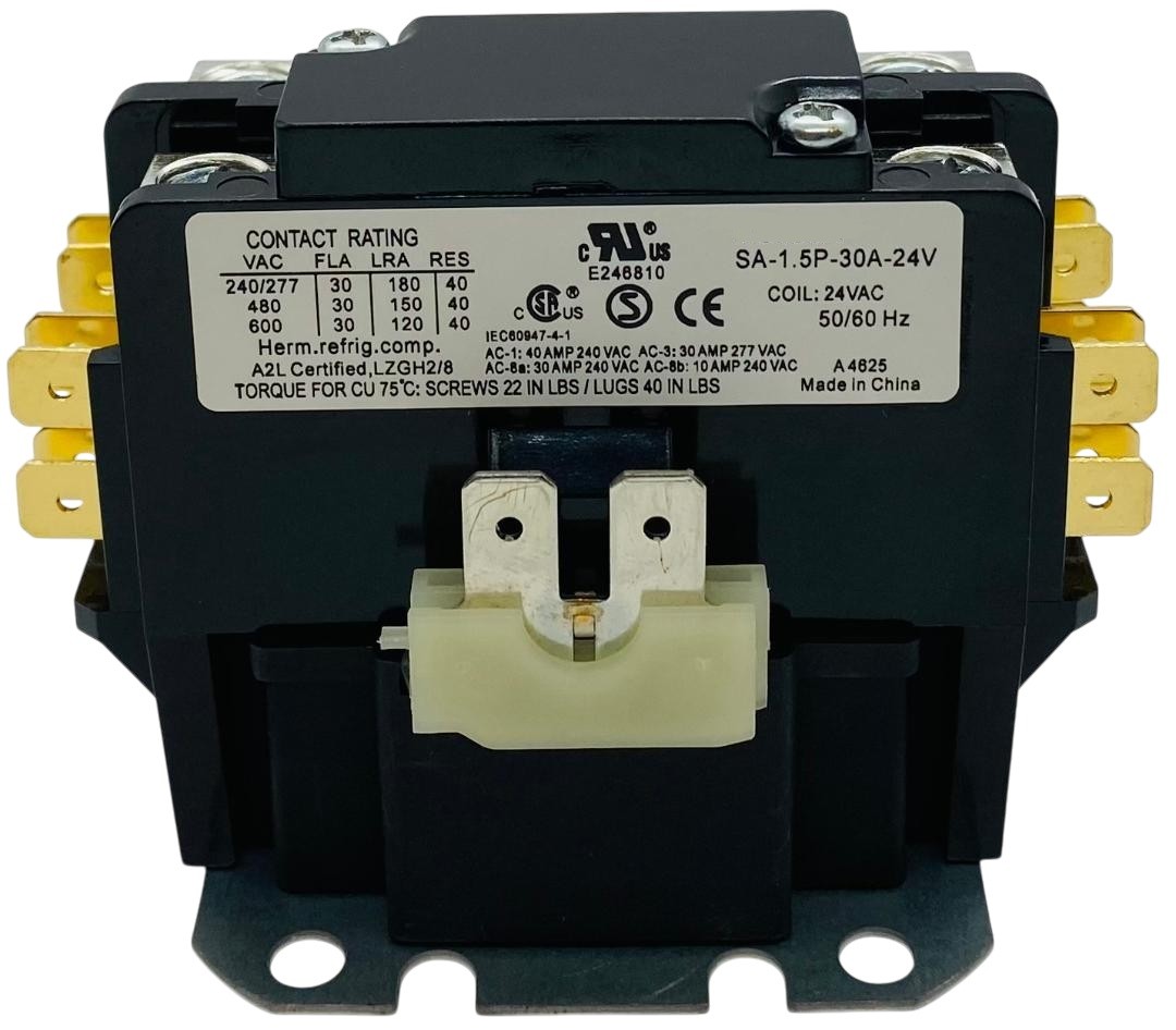 Definite Purpose Contactor, 1 Pole, 30 Amps, 24 Coil Voltage, C130A
