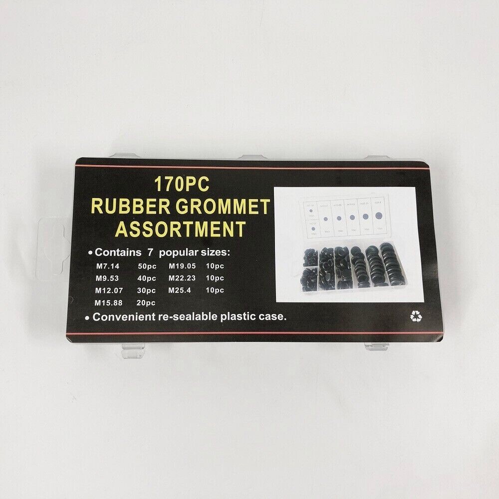 170PCS Rubber Grommet Firewall Hole Plug Electrical Wiring Gasket Assortment Kit