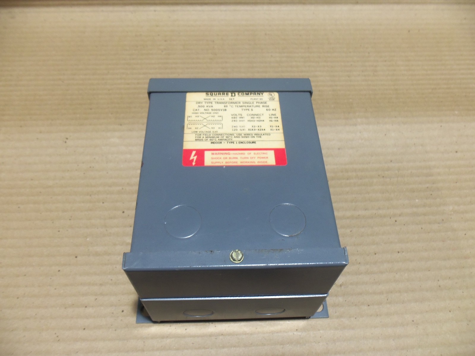 New Square D 500SV1B Dry Type Transformer Single Phase 0.500Kva Type S 60Hz 480