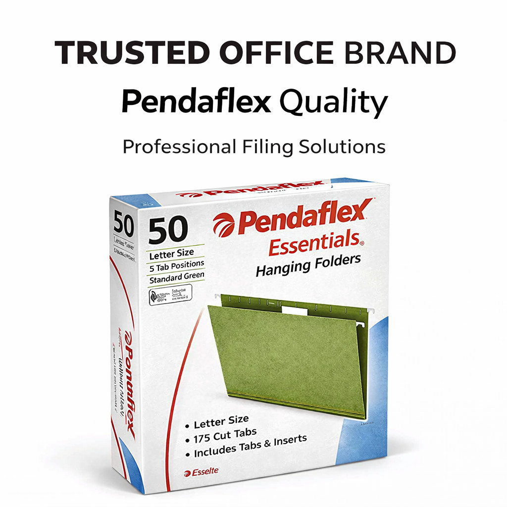 NEW Pendaflex Hanging File Folders Letter 1/5 Tab Green w/ Tabs & Inserts 50