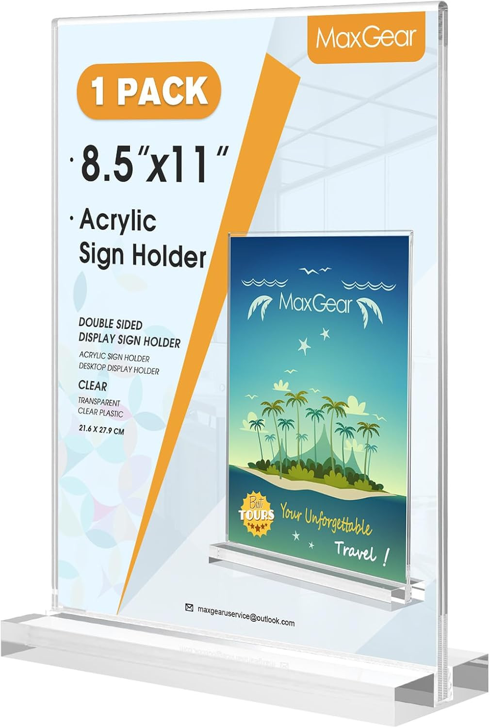 Acrylic Sign Holder 8.5 X 11 Inches 1 Pack, Double Sided Plastic Display Stands