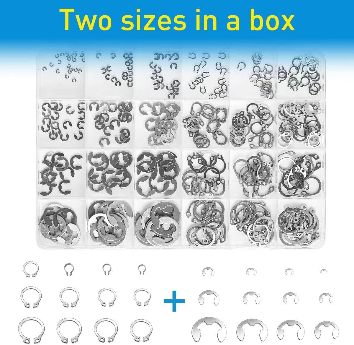 Mariyandh 327Pcs E-Clips Silver Stainless 327pcs e-clips+c-clips,