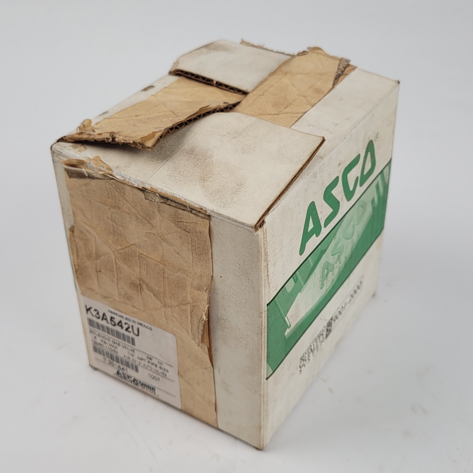 ASCO K3A542U Solenoid Gas Valve, 2 Way, 1/2″ NPT, 120V, 6 PSI Max – NEW