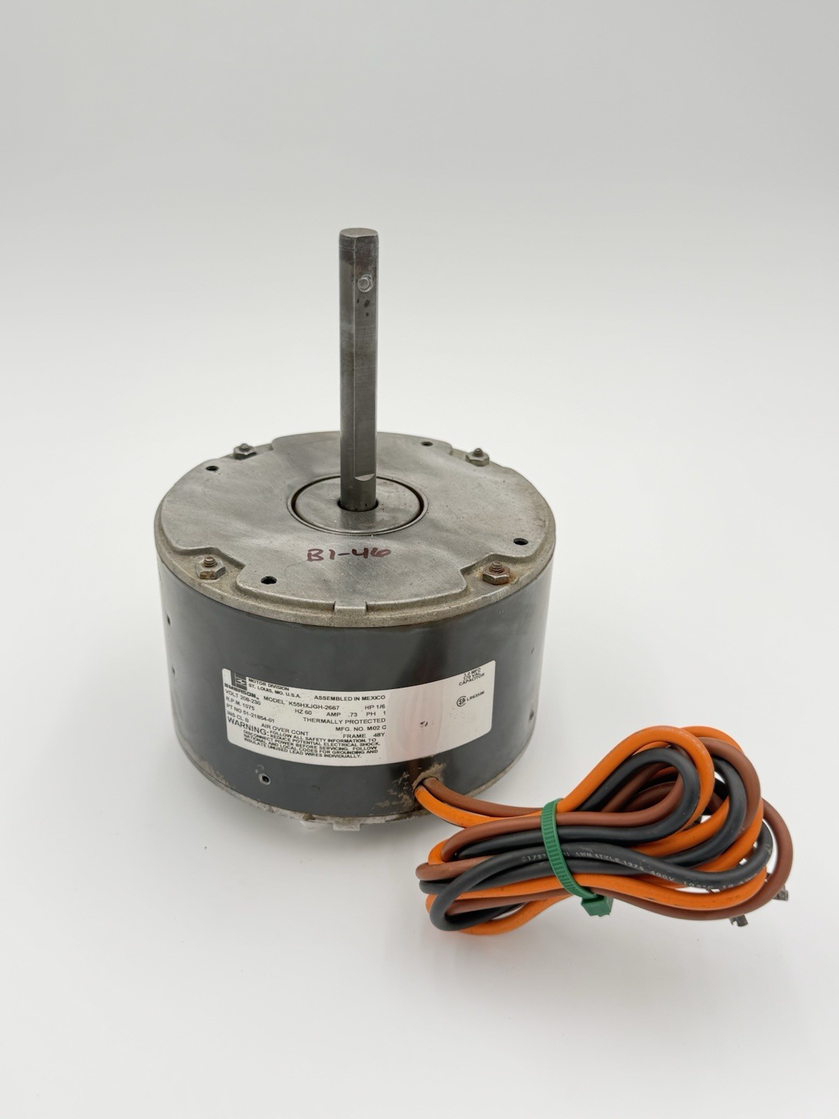 Emerson K55HXJGH-2667 Condenser Motor 51-21854-01 1/6HP 208/230V used #B1-46