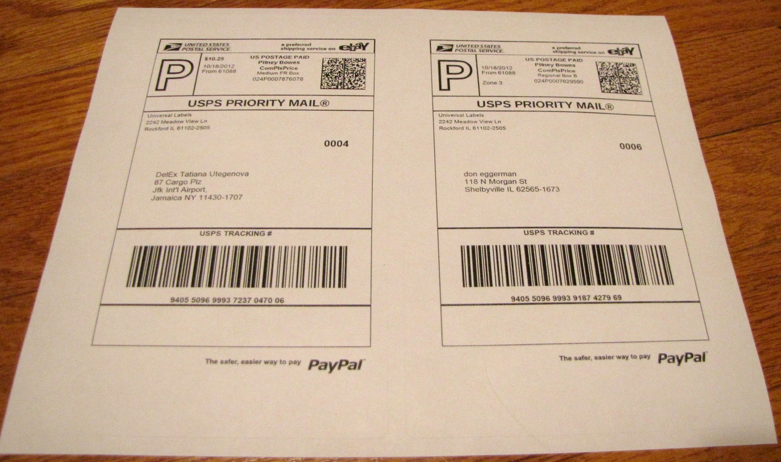 100 Rounded Corner Shipping label sheets, 2 labels per sheet , 200 Total Labels