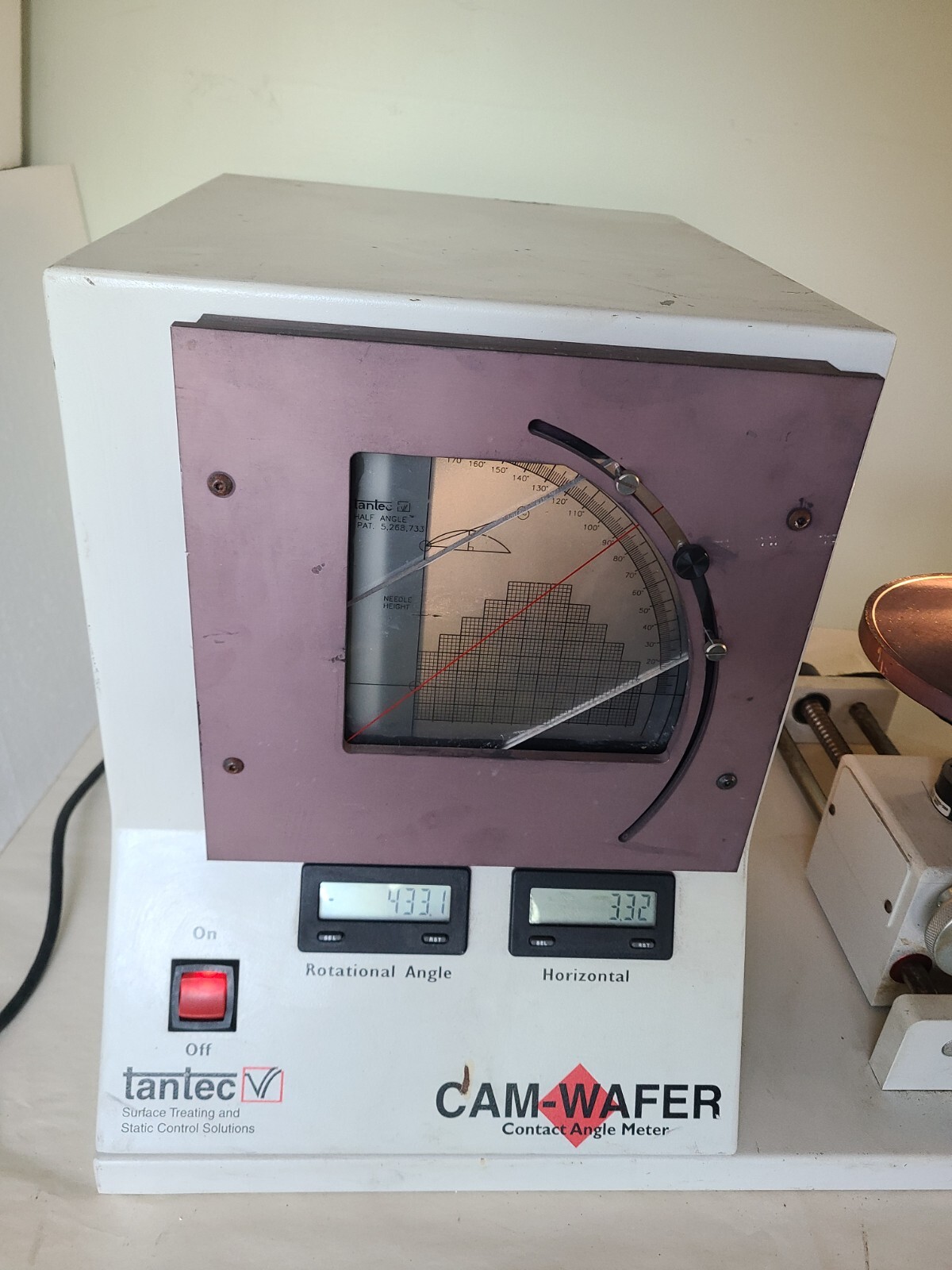 TanTec CAM-WAFER Series Contact Angle Meter, Powers Up, AS IS For Parts Or Repai