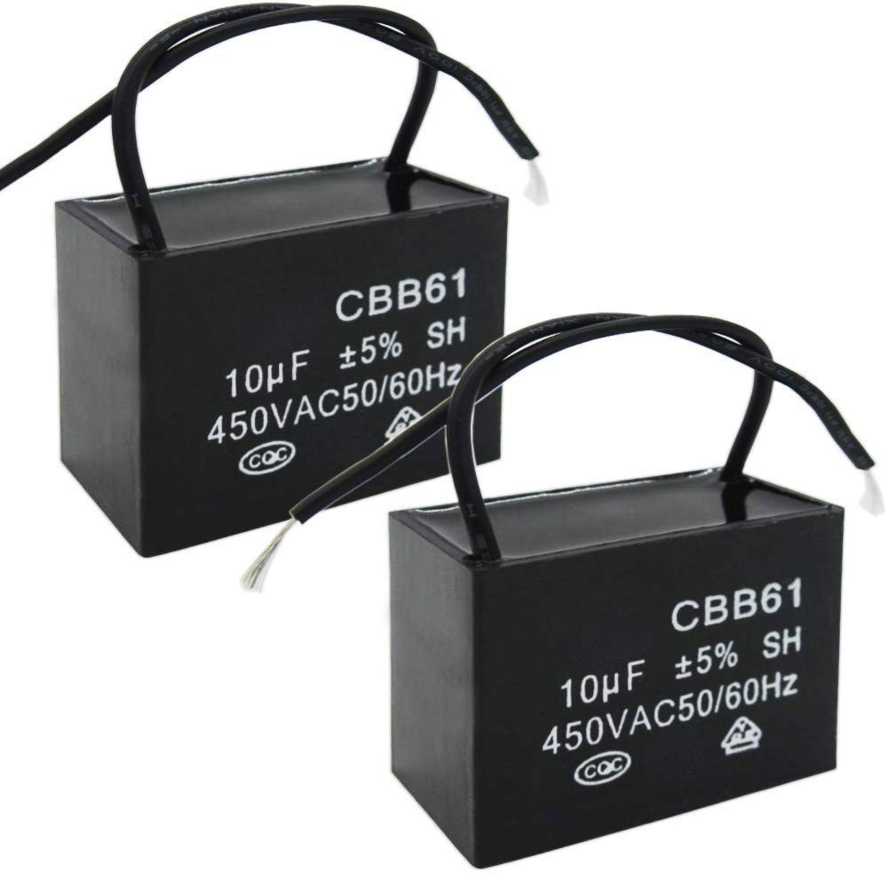 2Pcs 450V AC 50/60Hz Run Capacitor 2-Wire Metallized Polypropylene Film Capac…