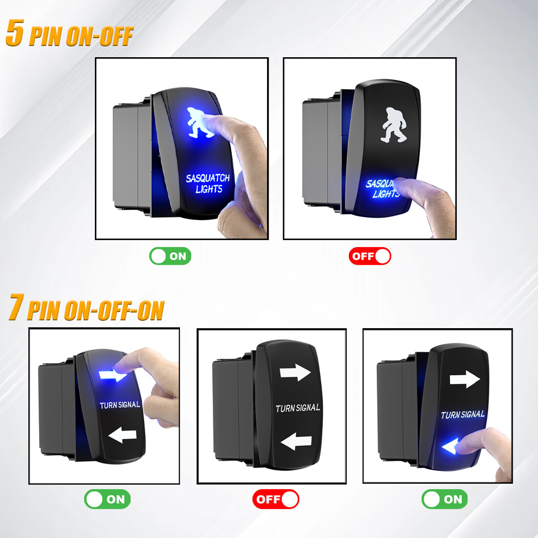 Customize LED Light Rocker Switch On Off Panel Button 12V for Car Boat ATV UTV