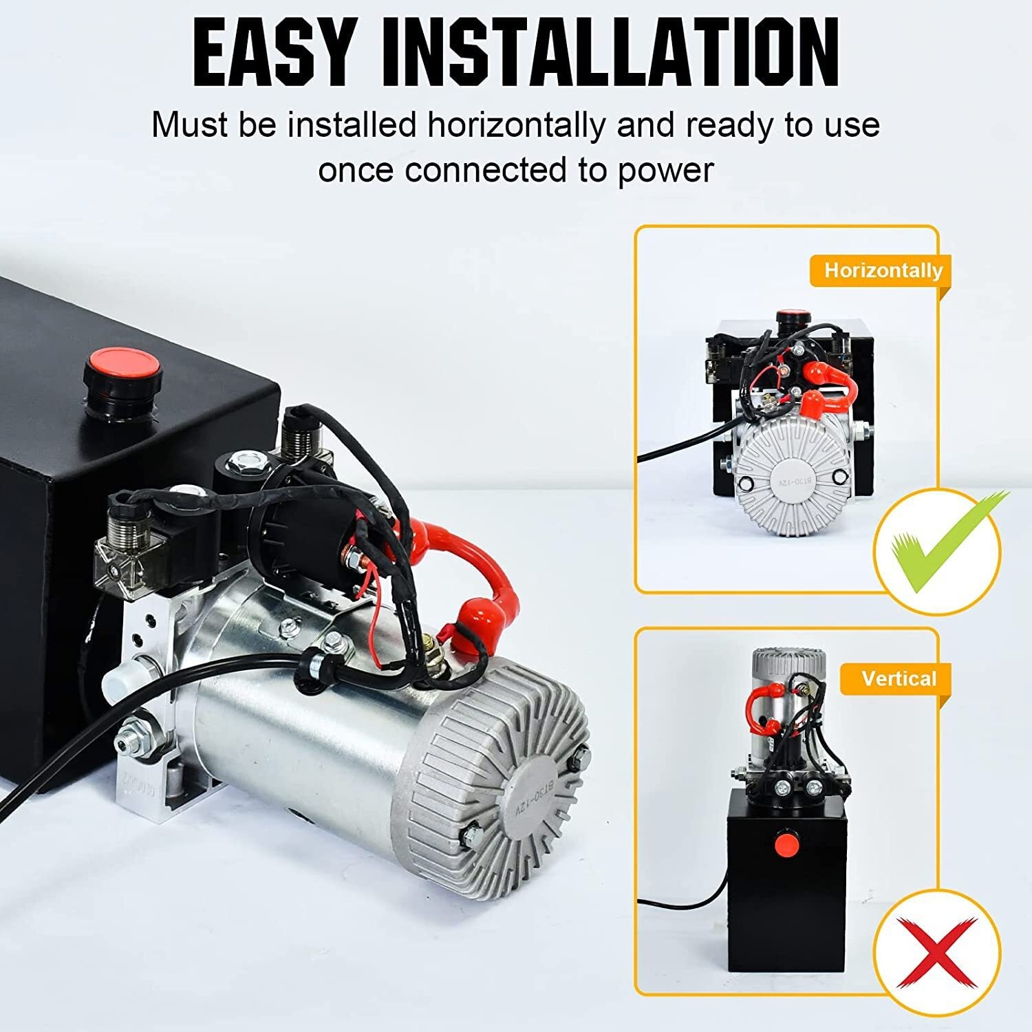 Double Acting Hydraulic Pump Dump Trailer 8 Quart 12V DC Unit Pack Power Unit