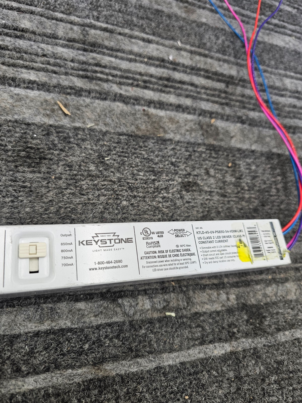 Keystone KTLD-45-UV-PS850-54-VDIM-LM1 LED Driver 45W 700-850mA