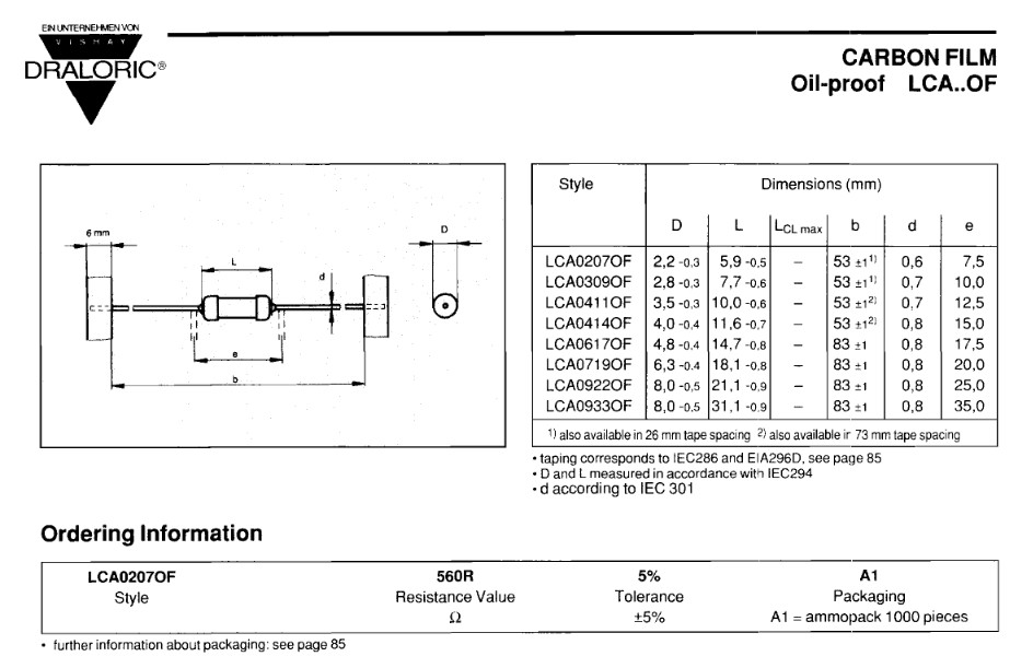 QTY (10) 8.2 Meg Ohm 2W 5% OIL-PROOF CARBON FILM RESISTORS 1KV LCA0933OF-8M2-5%