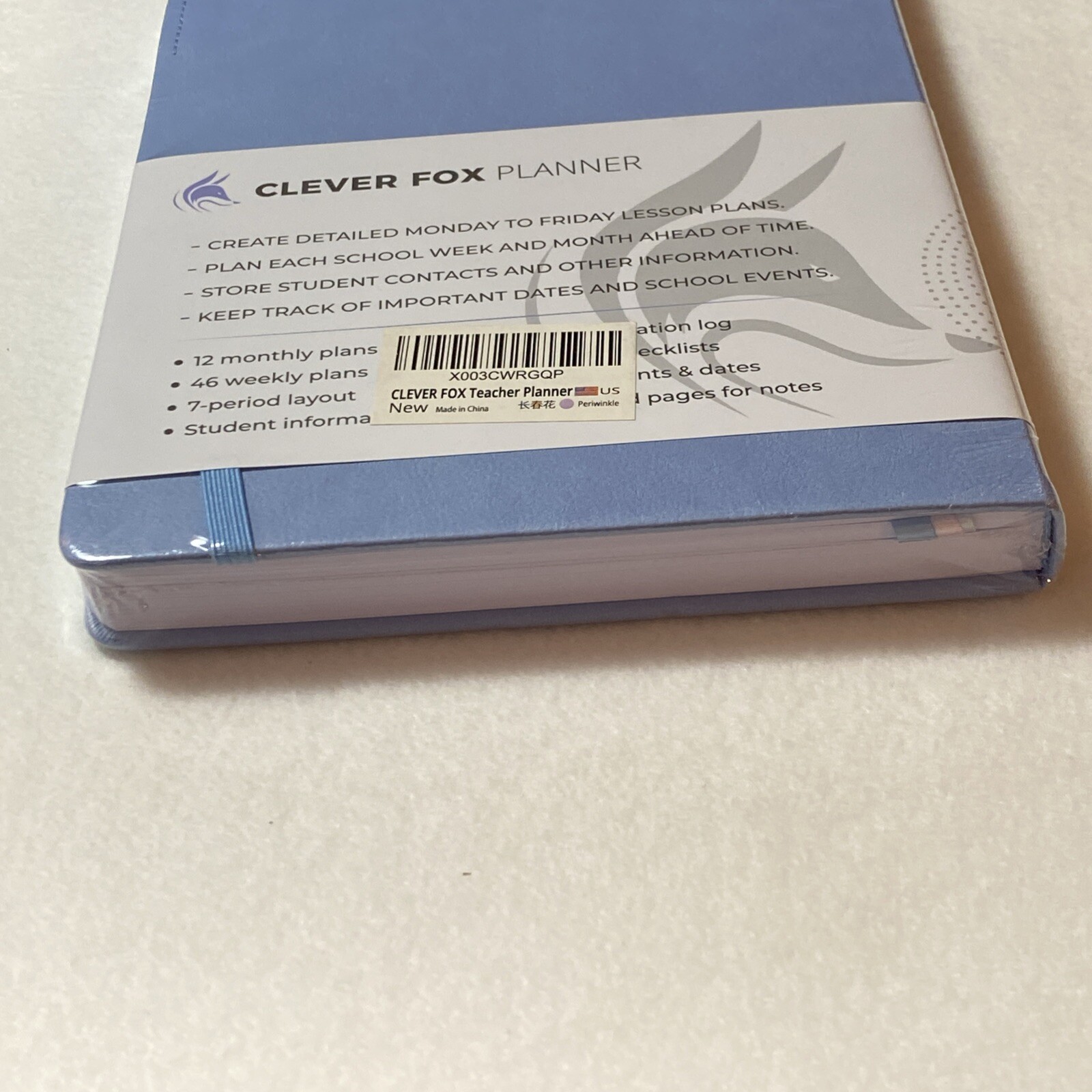 Clever Fox Teacher Lesson Planner Large Undated 7-Period Vertical Layout Blue