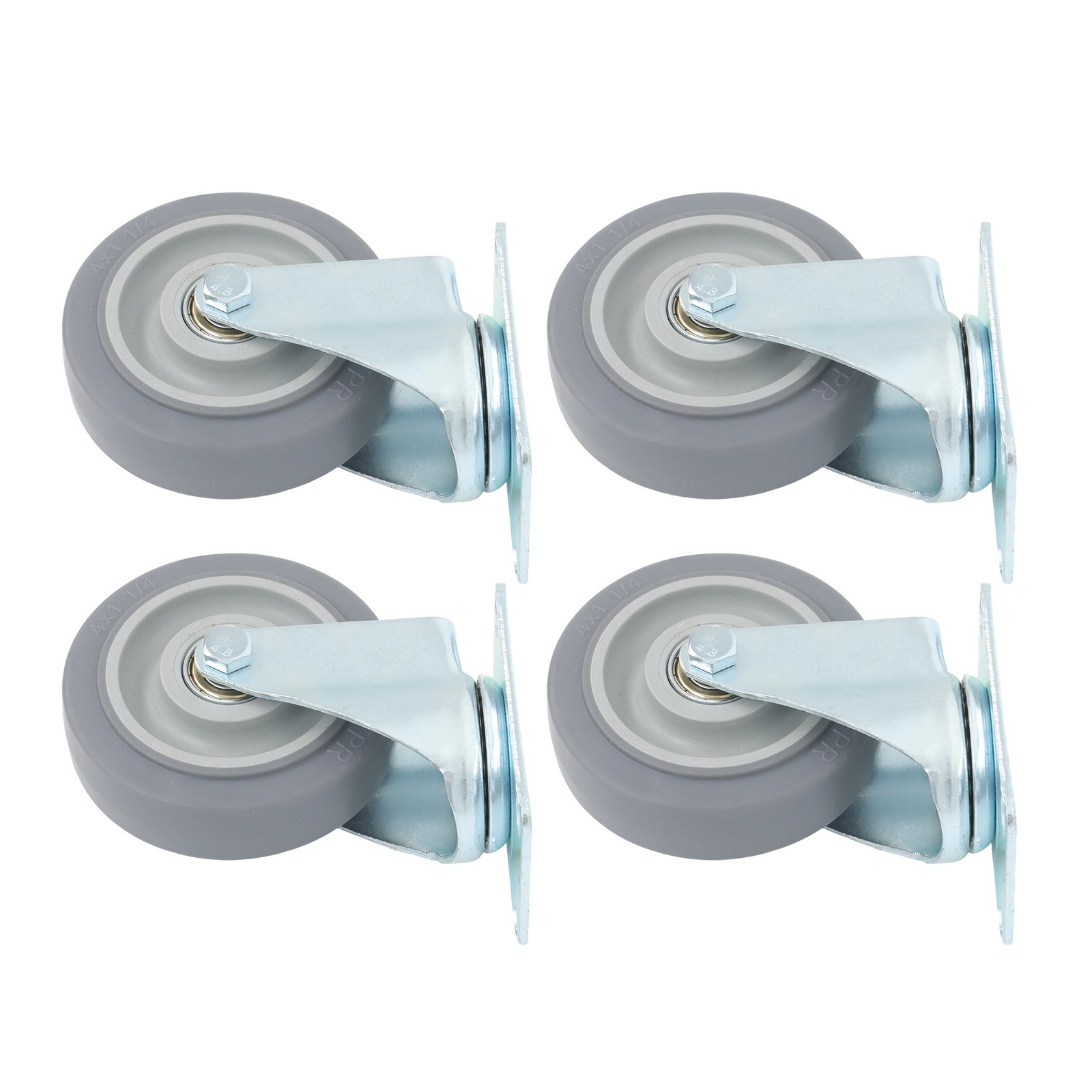 4 Pack Grey 4 Inch Swivel Caster Wheels 1200 Lbs Heavy Duty With Diagonal Bar