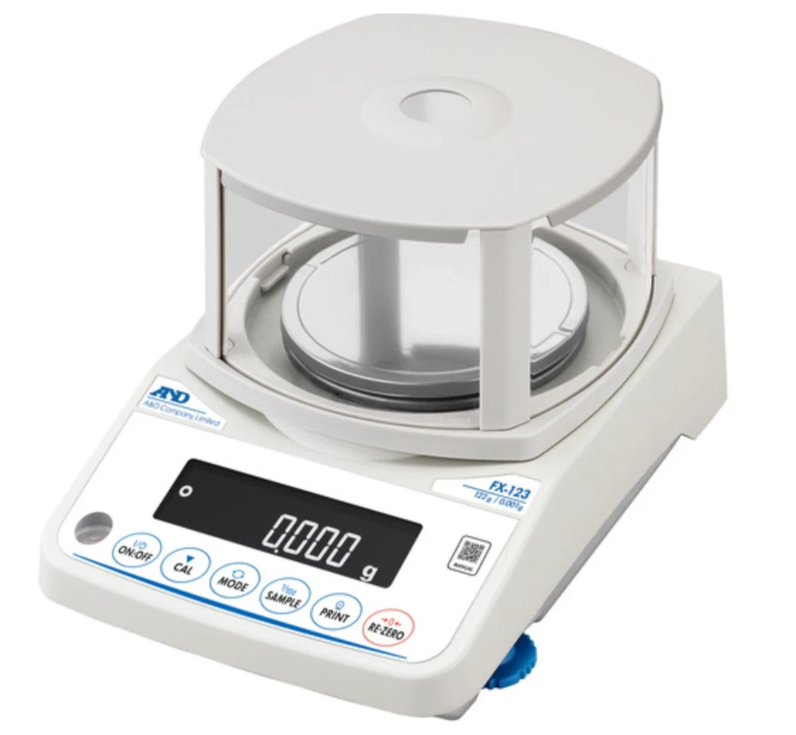 A&D FX-123 Precision Lab Balance, Scale 122gX0.001g,Draft Shield & 100 g