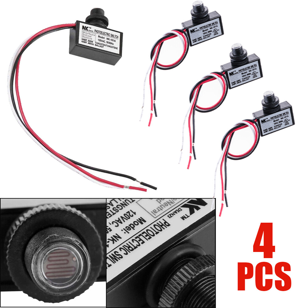 4 x Photoelectric Photocell Dusk to Dawn Button Flush Mount Photo Control Switch