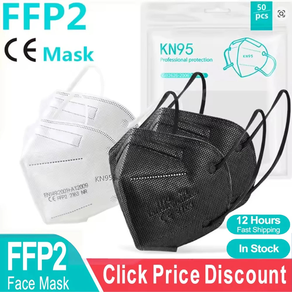 FFP2 Face Masks Masques CE KN95 Face Mask Filter 5Layers Adult Kn95 Mascarillas