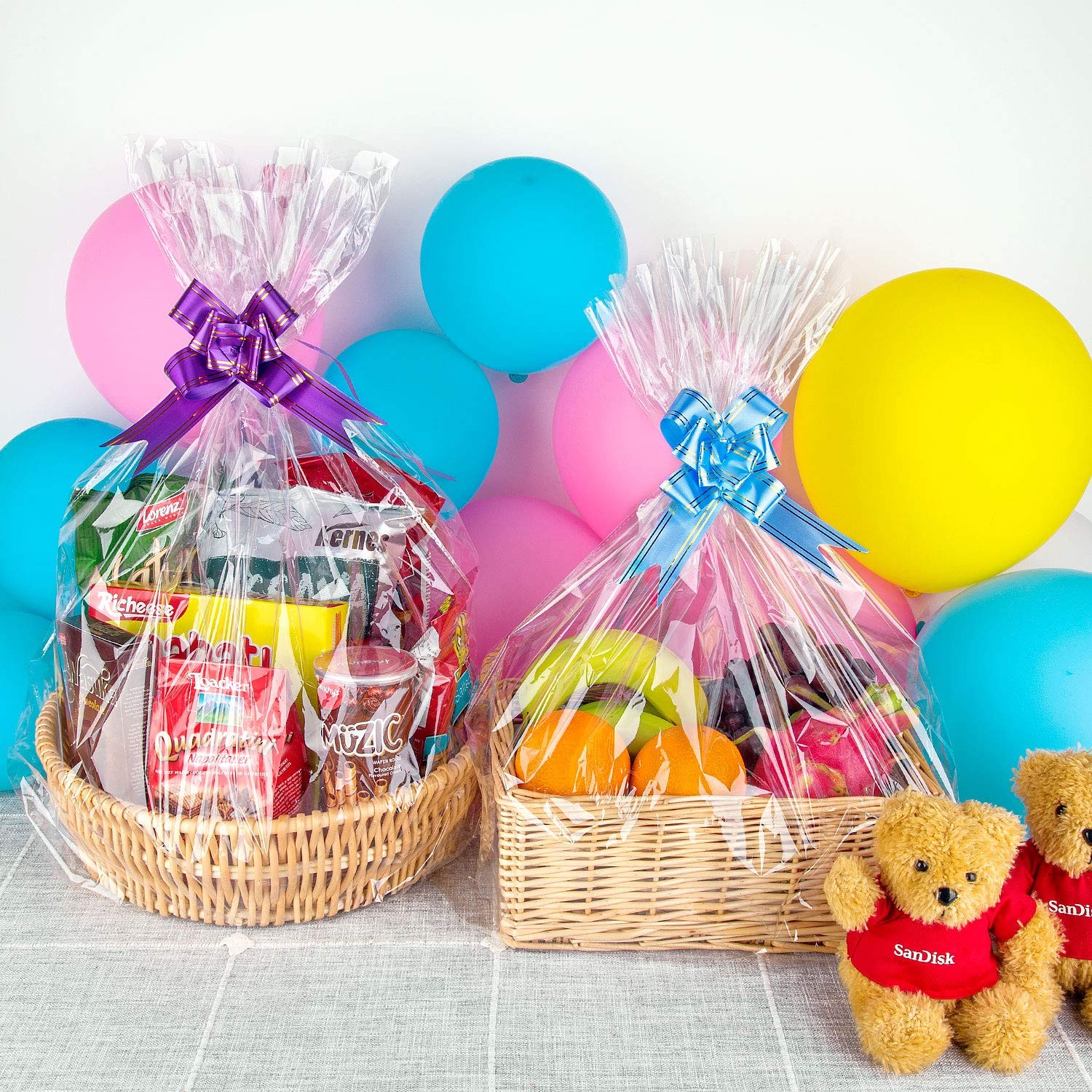 Awpeye Clear Basket Bags 20Pack Large Cellophane Gift Bags for Baskets Cellop…